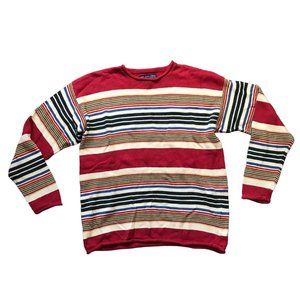 Pepe Jeans London Vintage 100% Cotton Chenille Striped Sweater Rolled Hem Size M